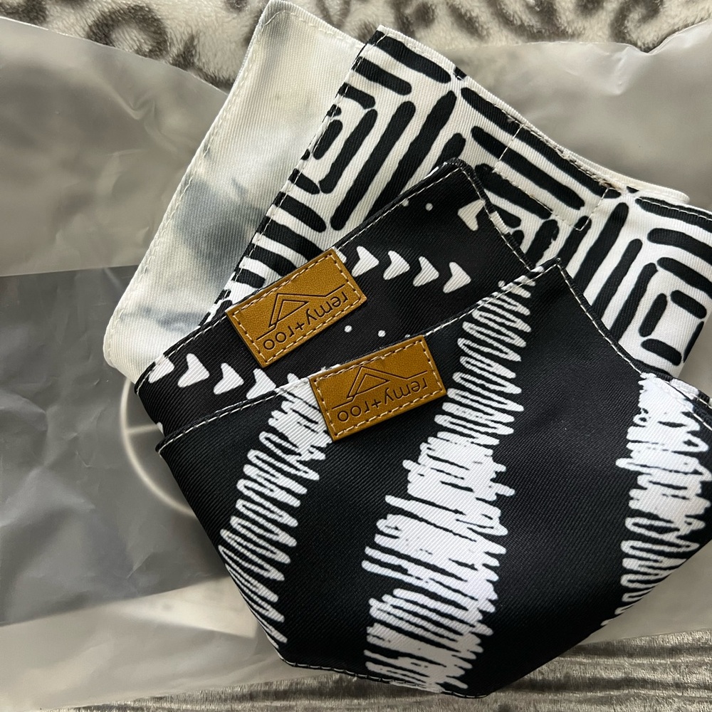 4 Black and White Patterned Bandanas
